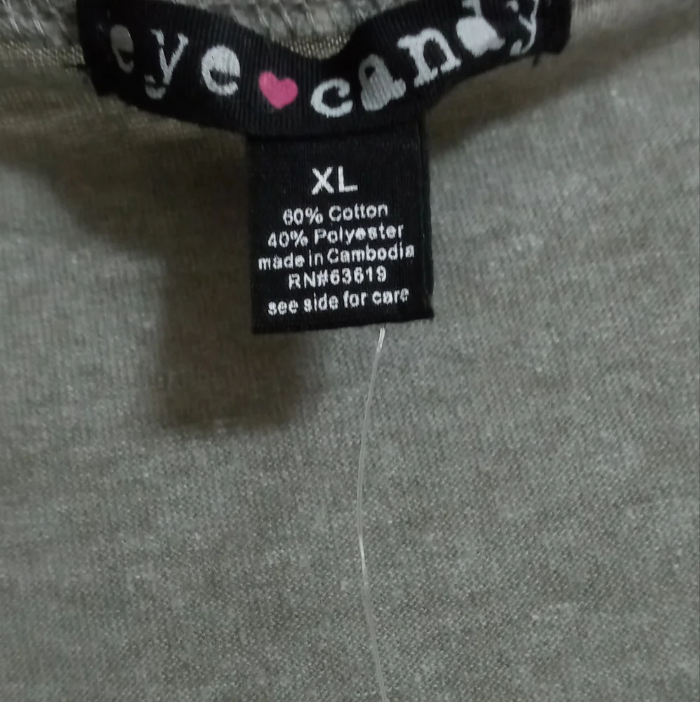 NWOT eye candy long sleeve crop tee top XL gray - Picture 3 of 4